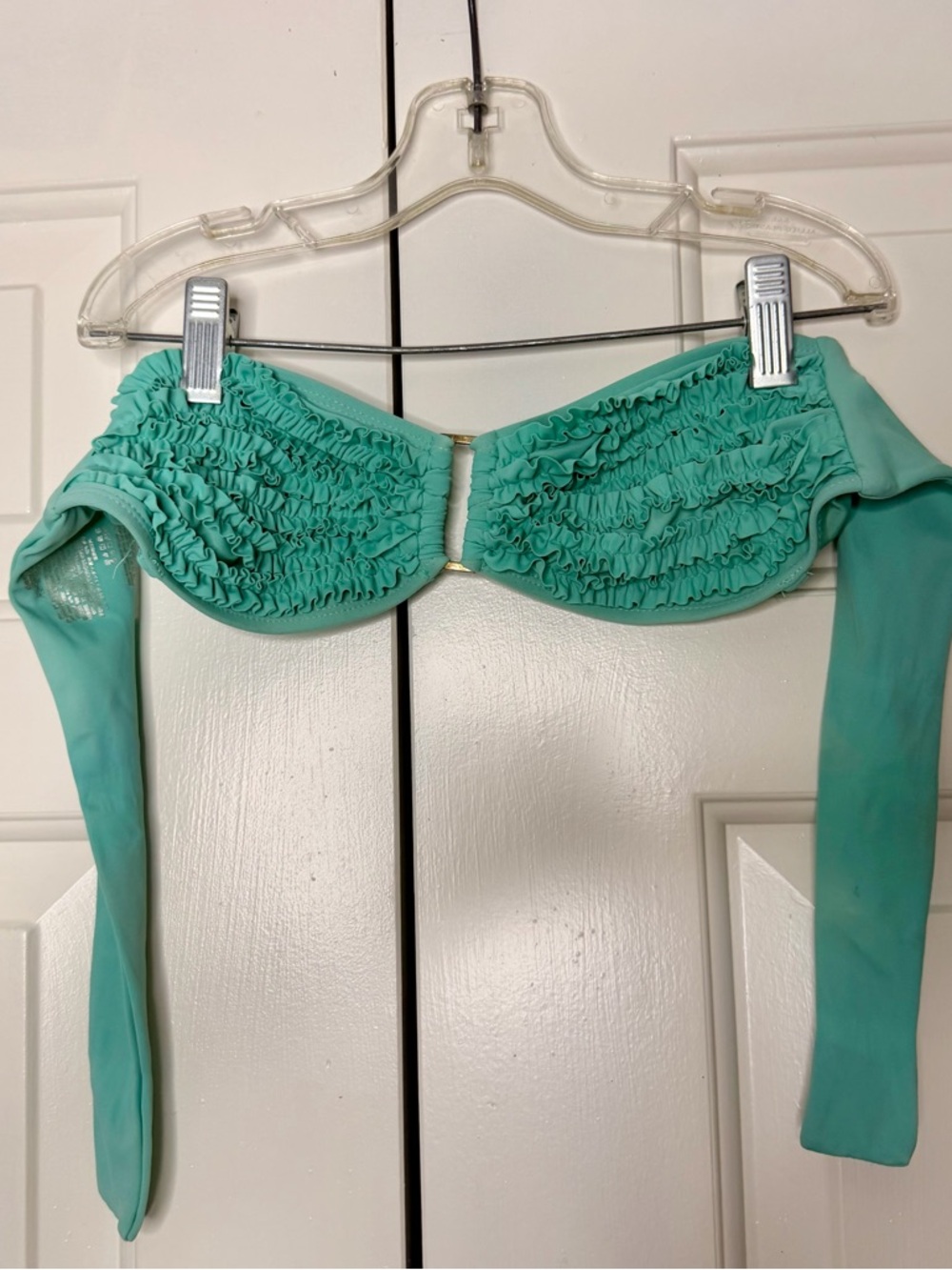Forever 21 Ruched Tie-Back Bandeau Bikini Top XS Aqua